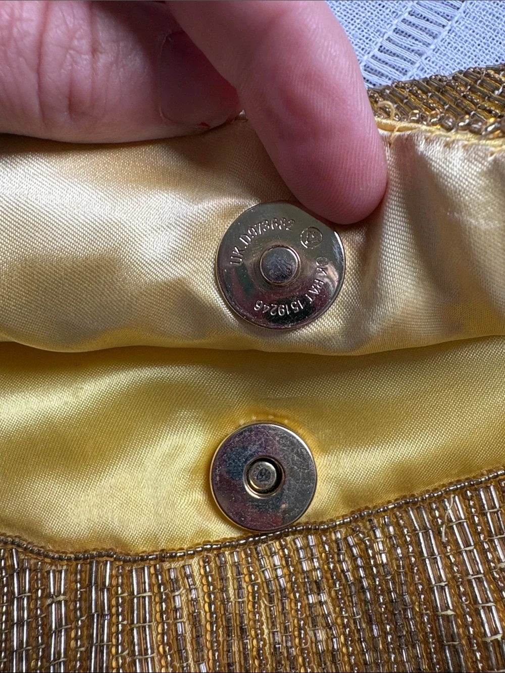 Tiffany Vintage Gold Beaded Lotus Flower Evening Clutch